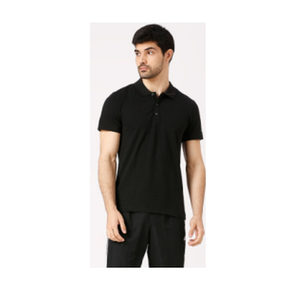 BST170 - Adidas HI Poly Cotton Polo T-Shirt - Black front view