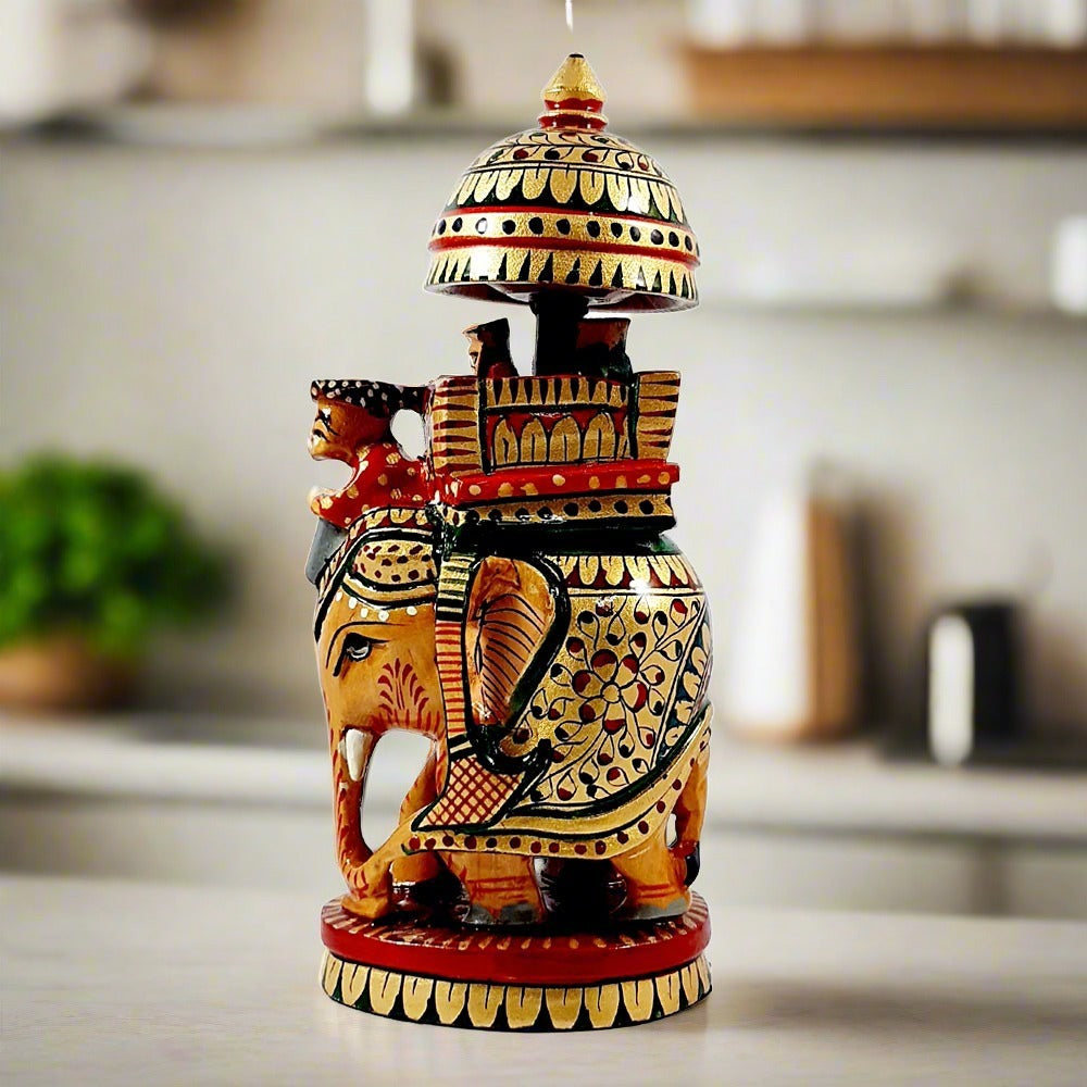 CD20- Handicrafts Paradise Wooden Ambari Hoda Elephant
