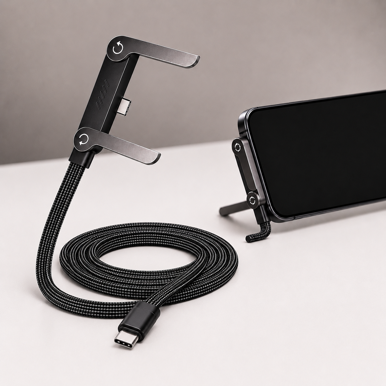 ED165- Type-C Fast Charging Cable (1.5M) with Invisible Foldable Adjustable Stand