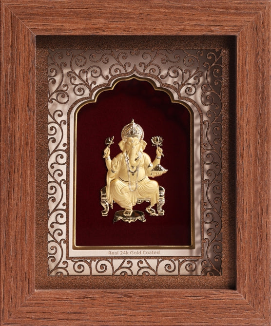24K Gold Art Ganesh Ji Divine Frame - Signature Collection