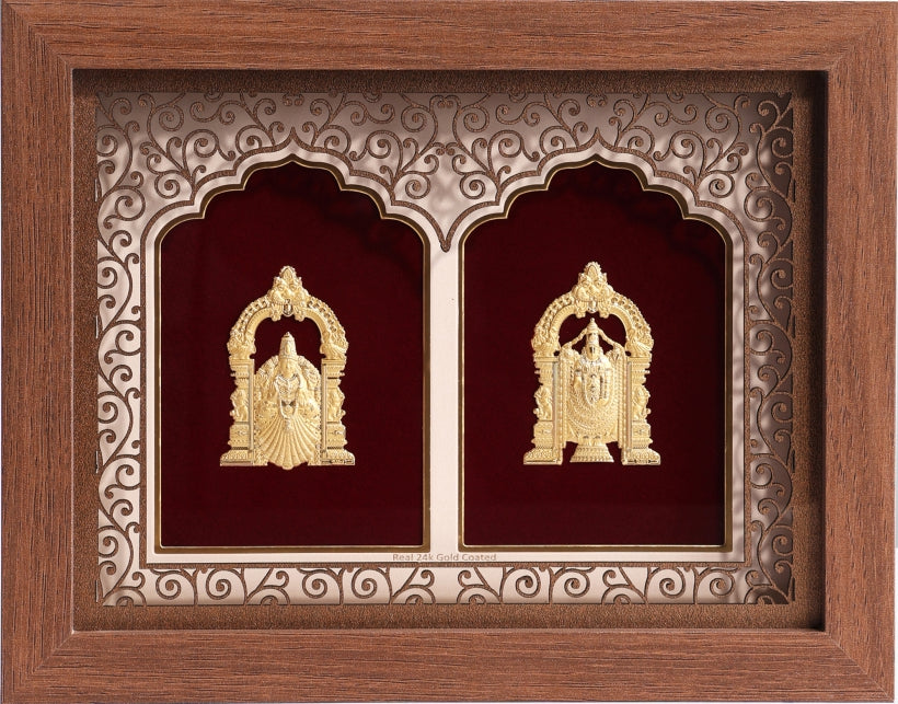 24K Gold Art Tirupati Balaji and Padmavati Devi Divine Frame - Signature Collection
