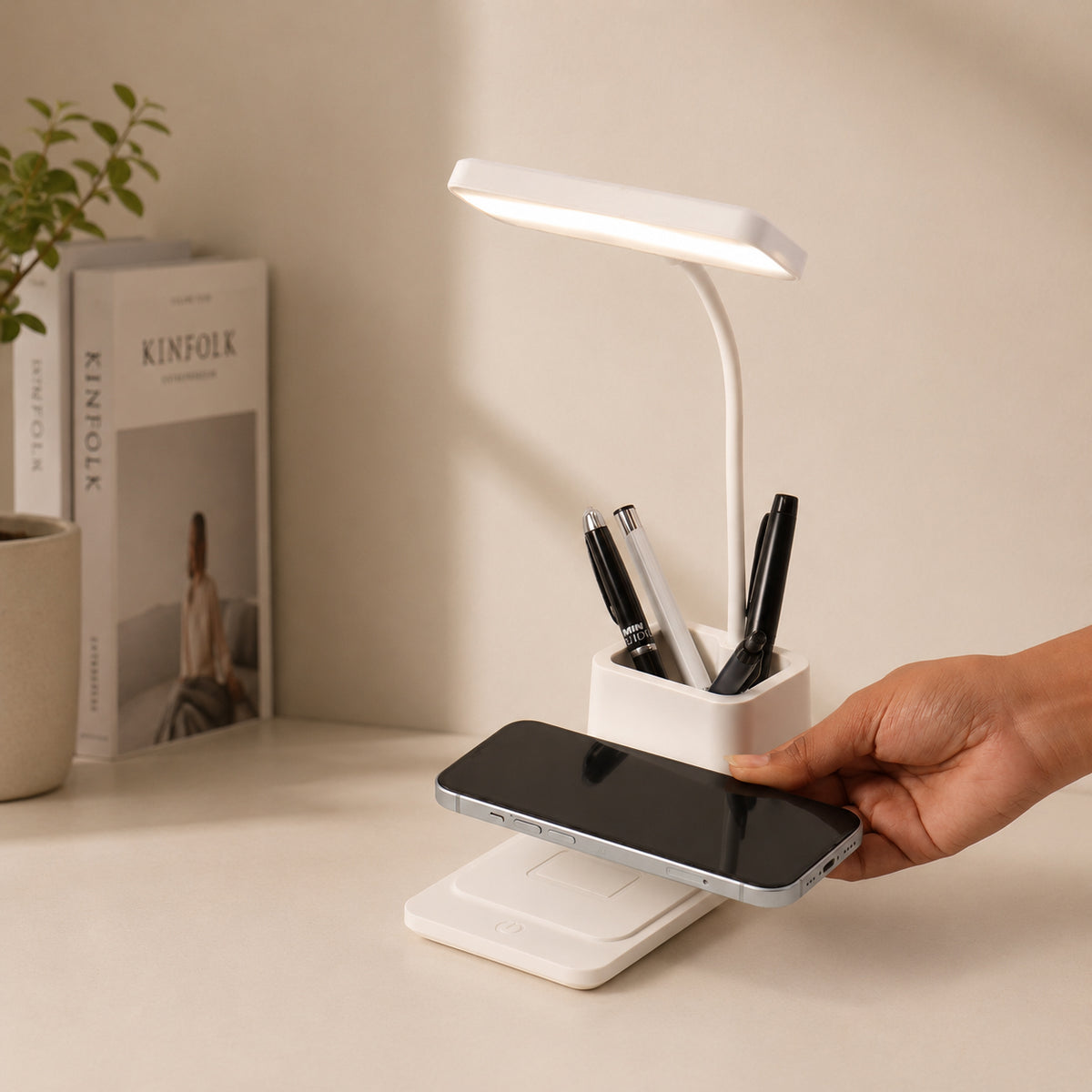 ED169- 3-IN-1 Deskora LED Lamp, Pen Stand & Wireless Charger