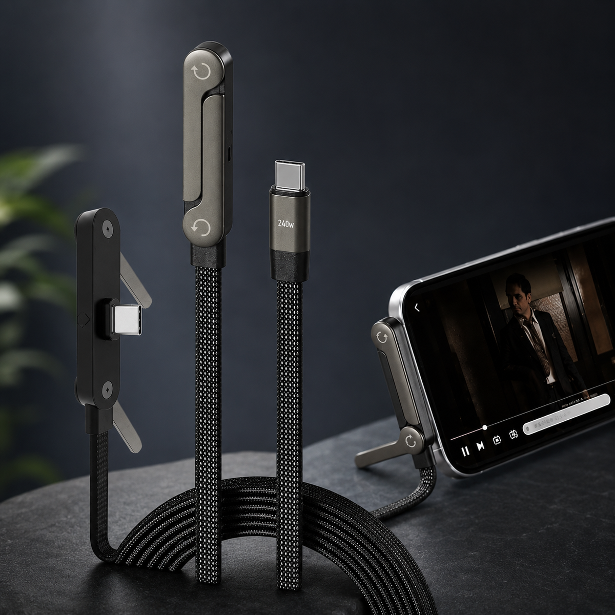 OG51- Dockline Pro Type-C Fast Charging Cable with Adjustable Stand