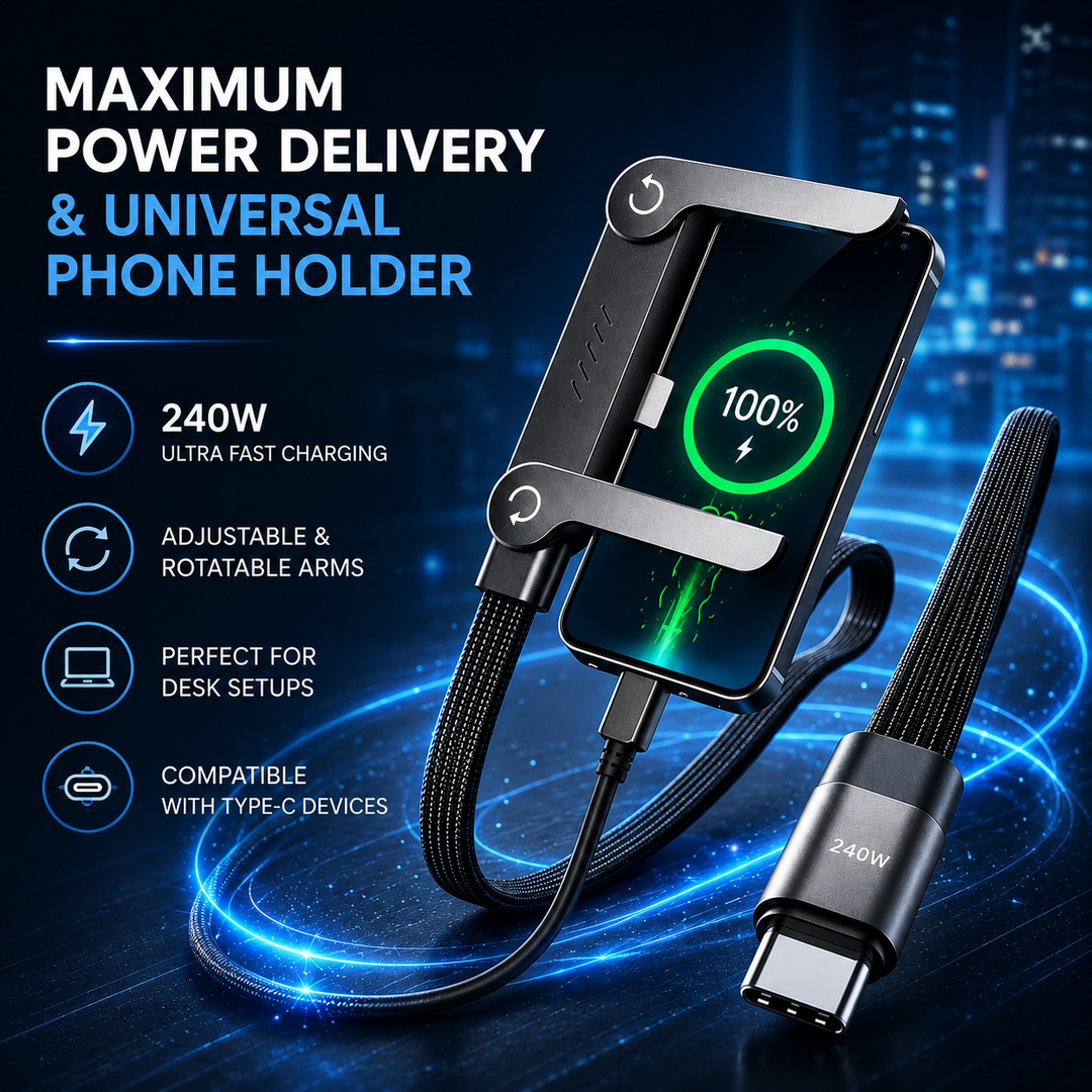 ED165- Type-C Fast Charging Cable (1.5M) with Invisible Foldable Adjustable Stand