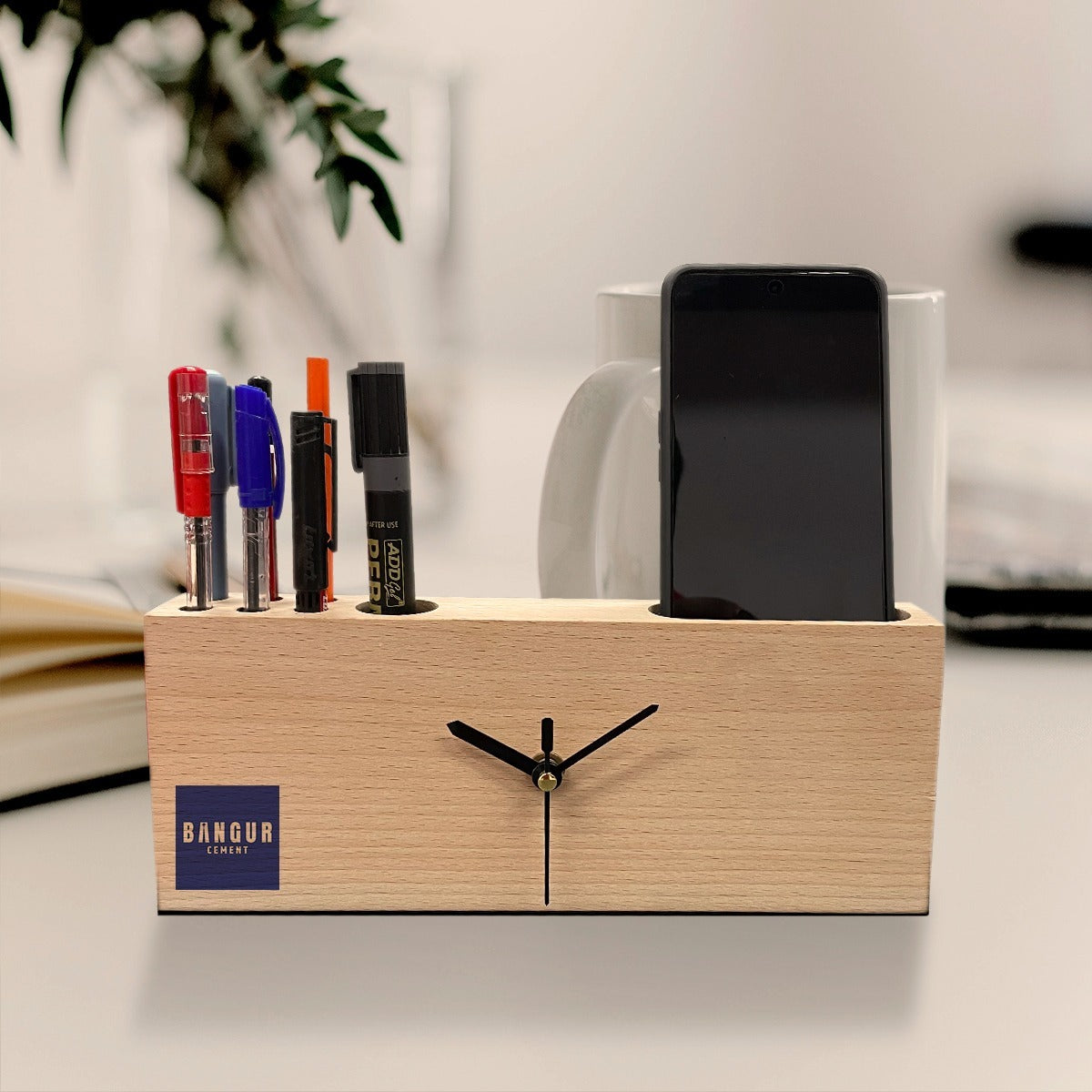 OE116 - Personalized 3-in-1 Desk Organizer with Clock - Image 5