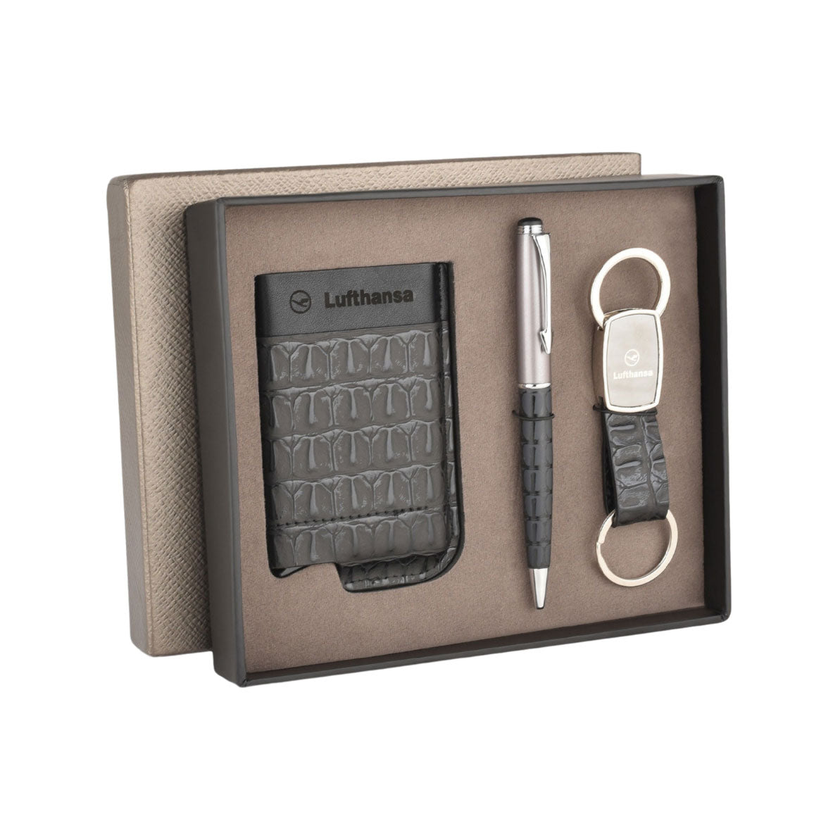 EJK60- Lufthansa 3-IN-1 Gift Set | Card Holder | Pen | Keychain