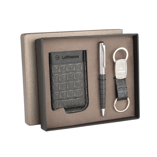 EJK60- Lufthansa 3-IN-1 Gift Set | Card Holder | Pen | Keychain