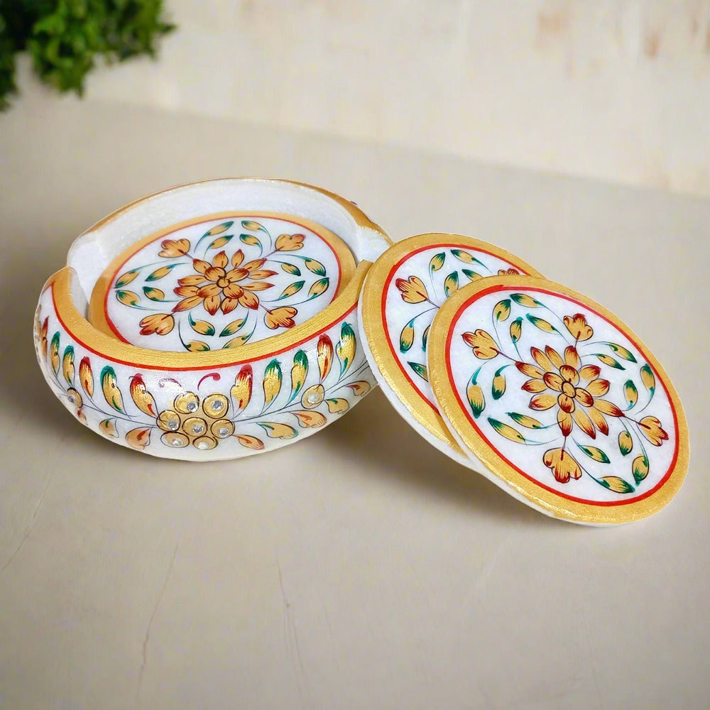 CD26- Marboglass India Handpainted Marble Coaster