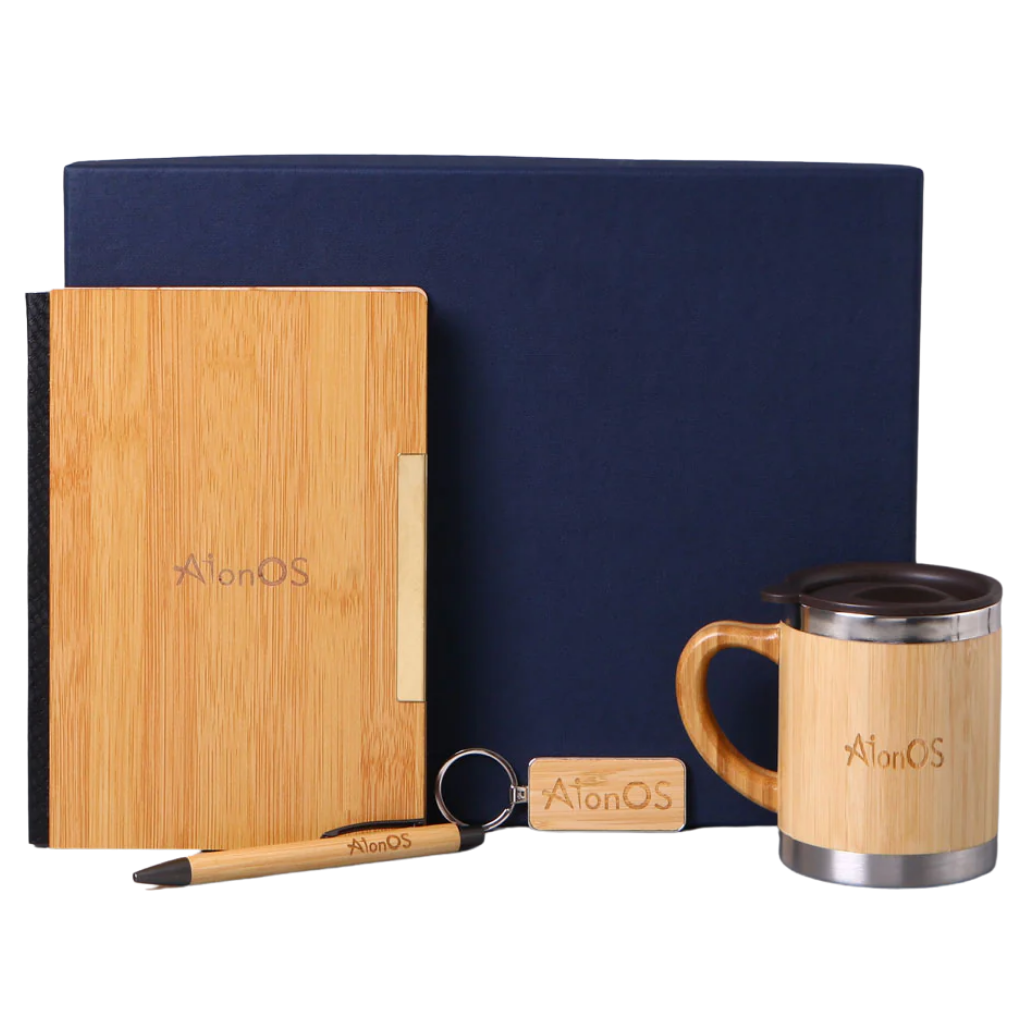 EJK99- 4-IN-1 Bamboo Gift Set | Diary | Pen | Keychain | Mug