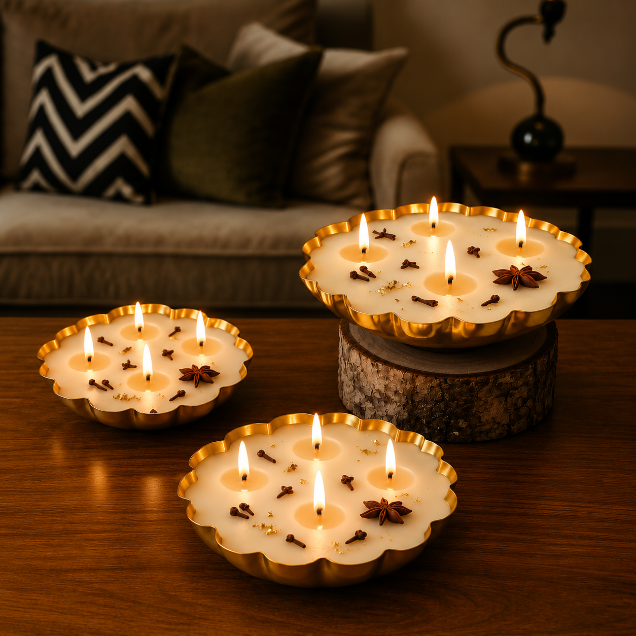 CD55- The Royal Spice Lotus Urli Candle