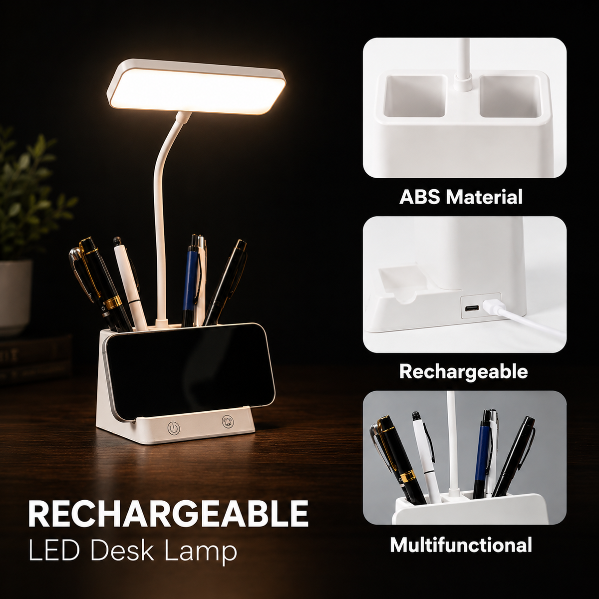 ED168- DeskBell Lamp, Pen Stand & Phone Stand