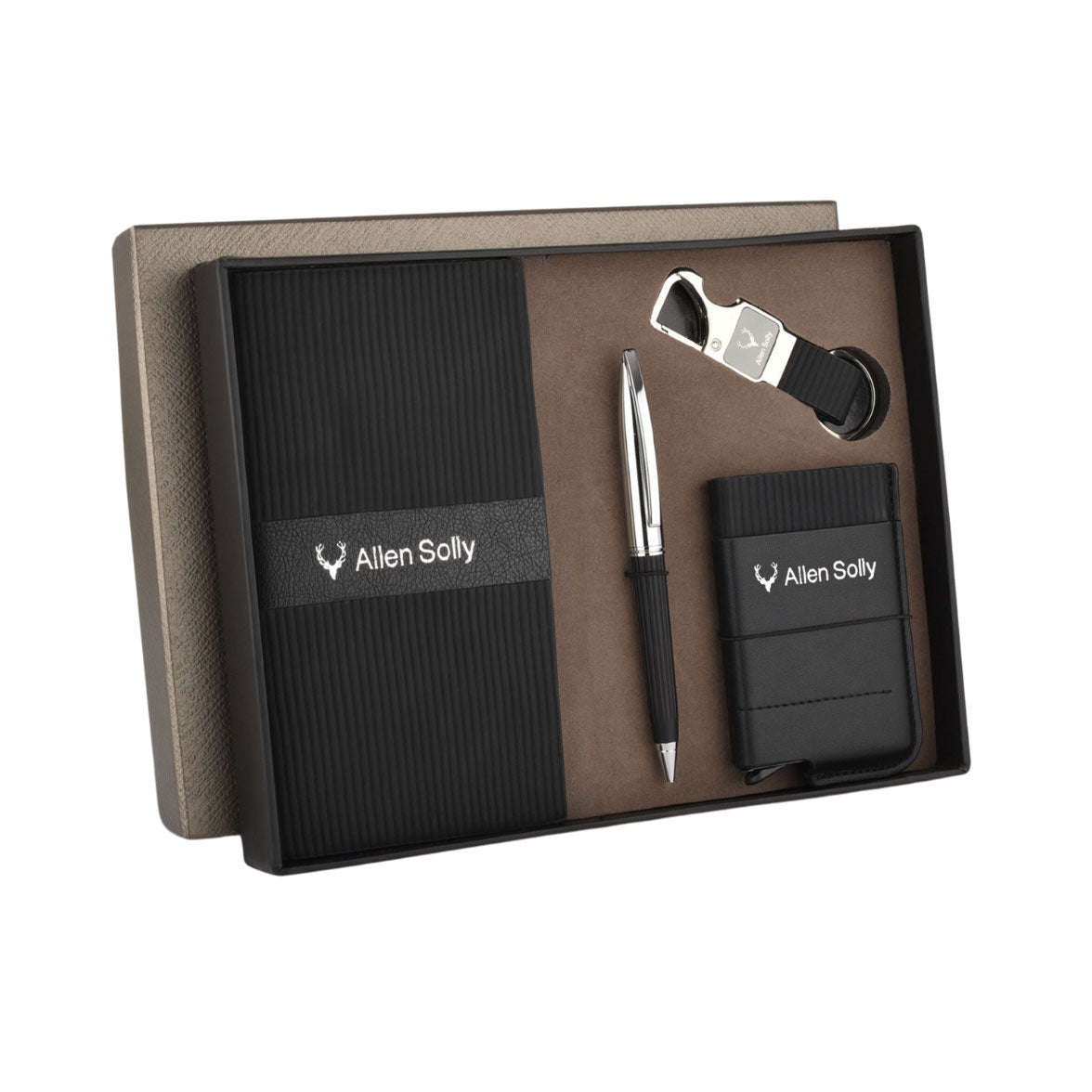 EJK36- Allen Solly 4-IN-1 Gift Set | Notebook | Pen | Keychain | Card Holder