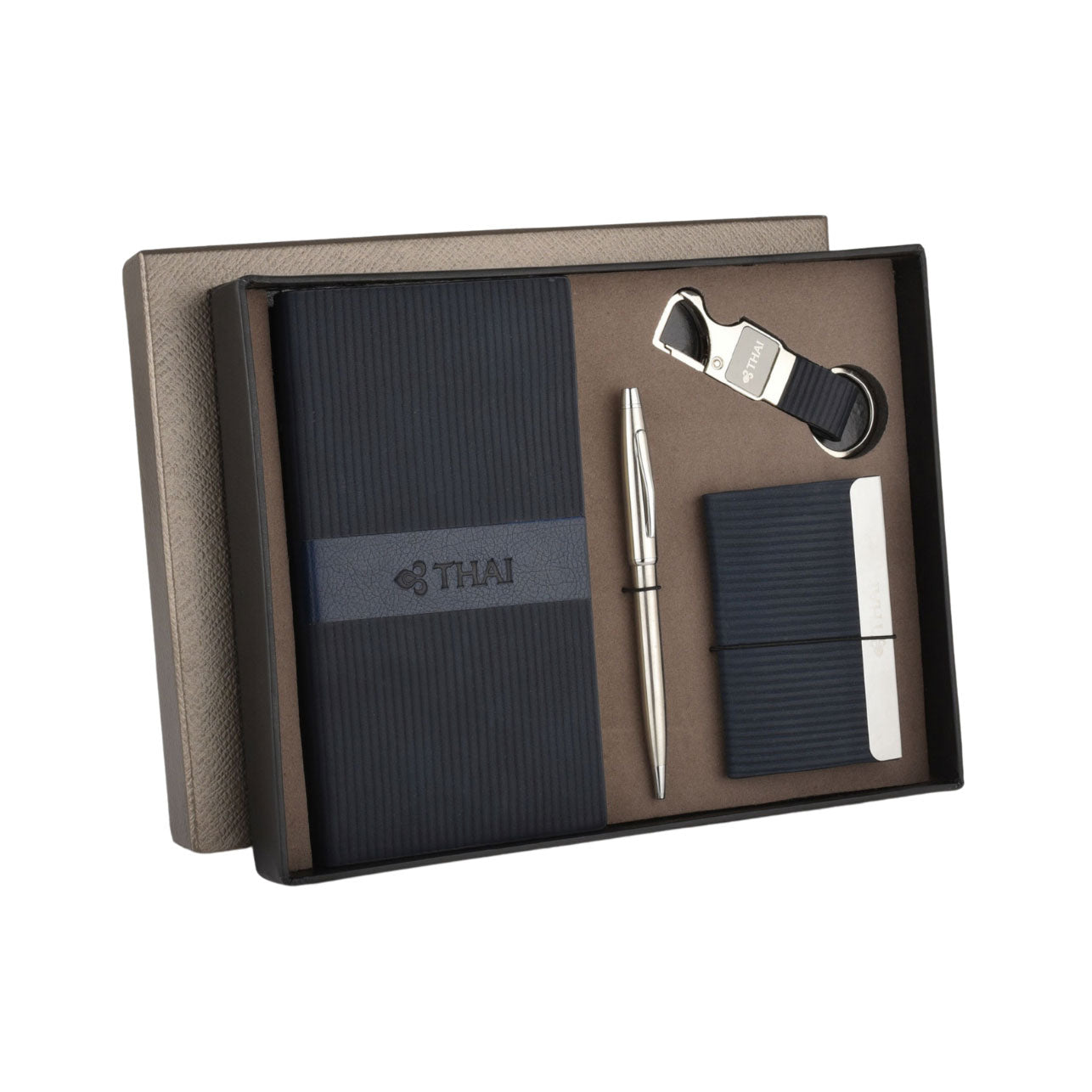 EJK09- Thai 4-IN-1 Gift Set | A6 Notebook | Pen | Keychain | Card Holder