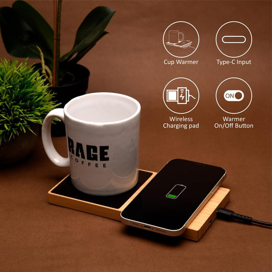 ED60- Willow 2.0 15W Wireless Charger With Cup Warmer