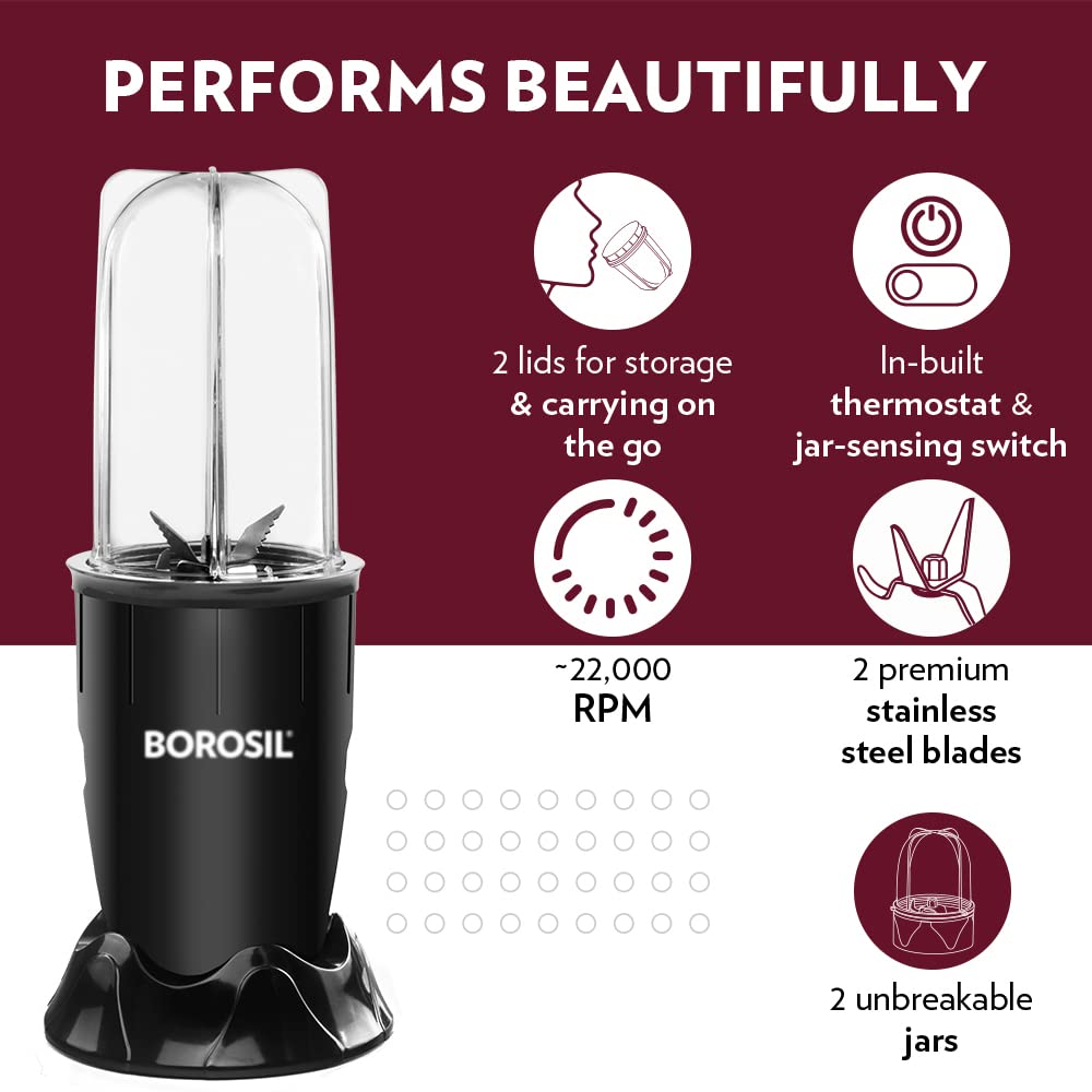 ED295- Borosil NutriFresh PB31 Portable Mini-Blender & Grinder
