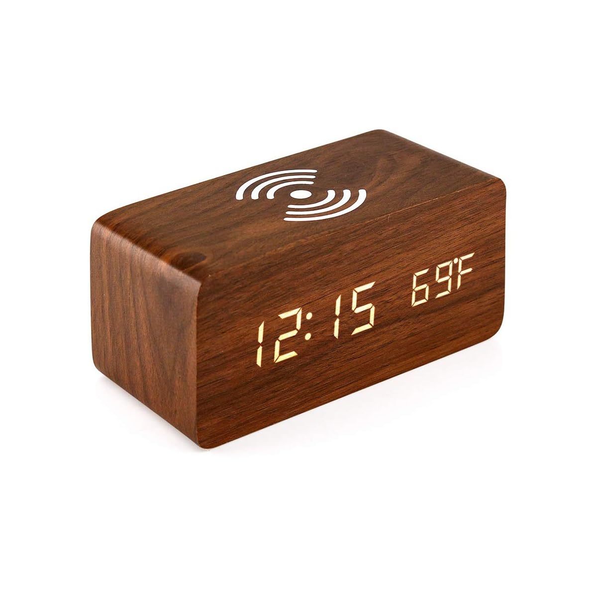 ED59- Wooden Digital Alarm Clock with Wireless Charging
