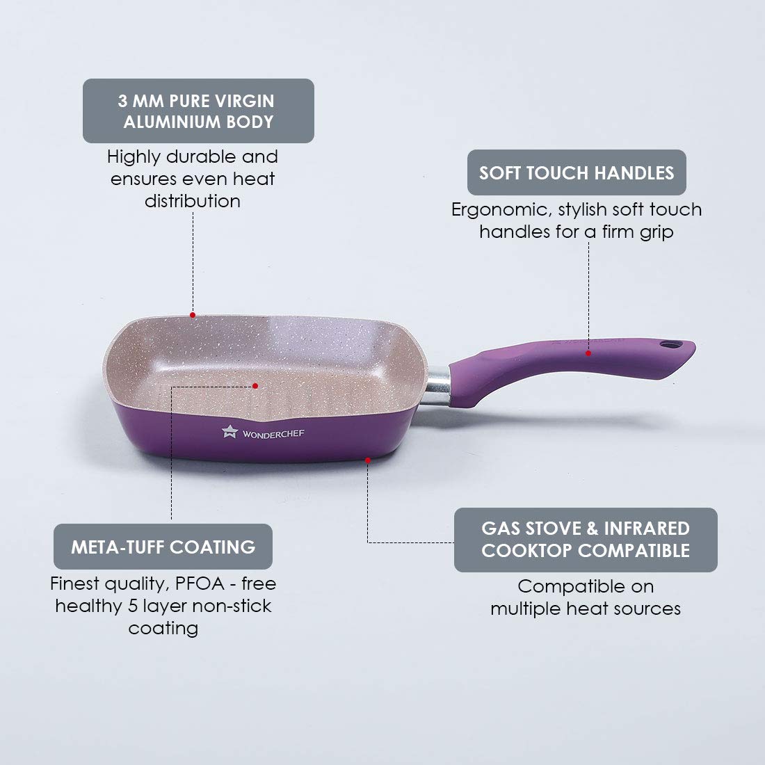 KE13- Wonderchef Royal Velvet Non-Stick Grill Pan 24cm
