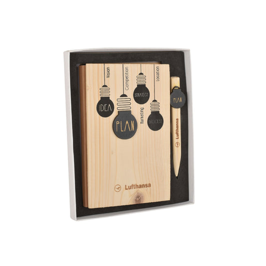 EJK59- Lufthansa 2-IN-1 Gift Set | Bamboo Notebook | Bamboo Pen