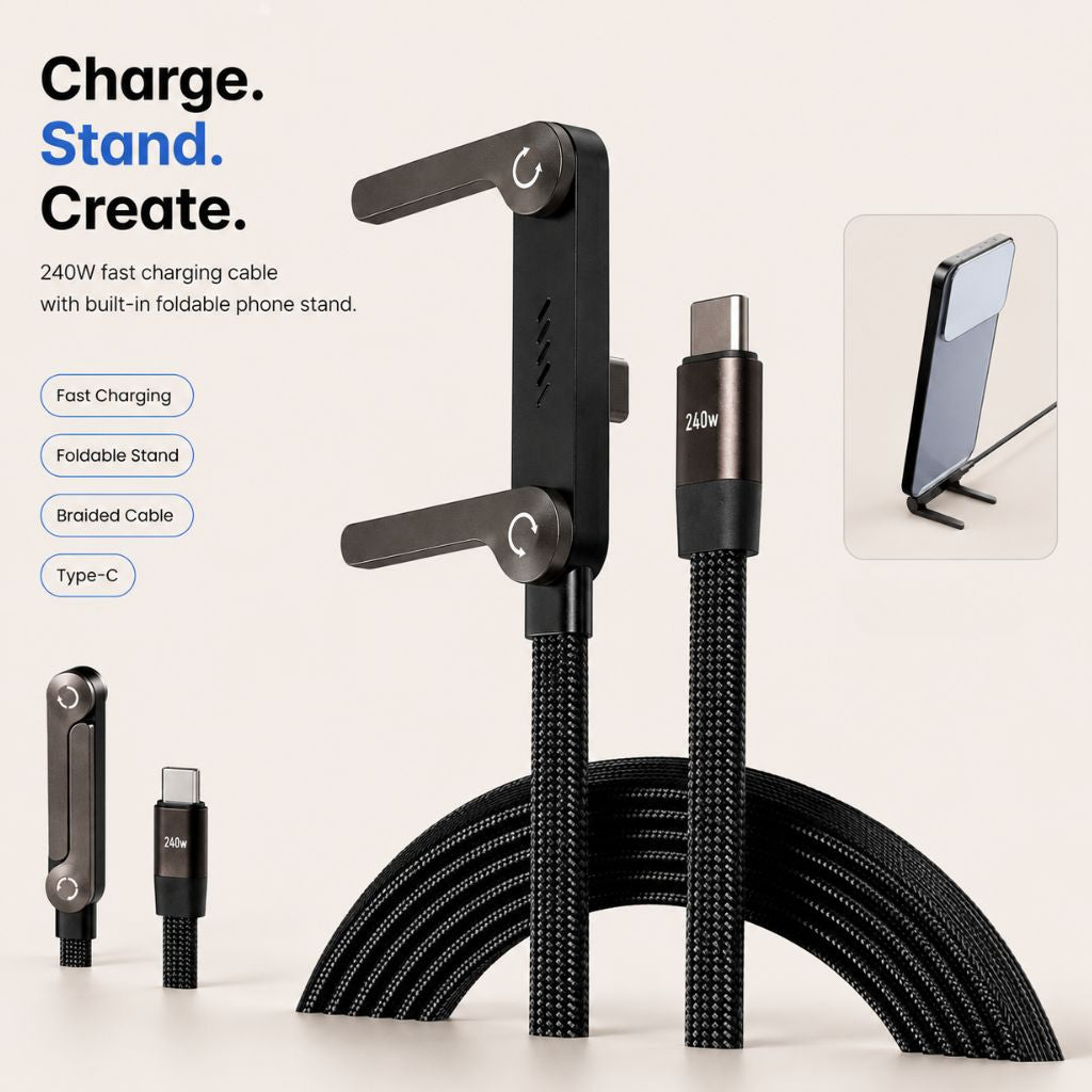 OG51- Dockline Pro Type-C Fast Charging Cable with Adjustable Stand