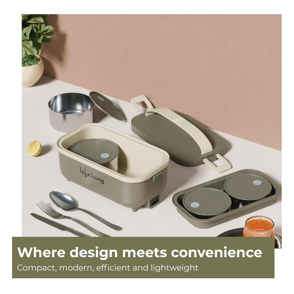 ED339 - Lifelong Electric Lunch Box | Food Warmer | Set of 4
