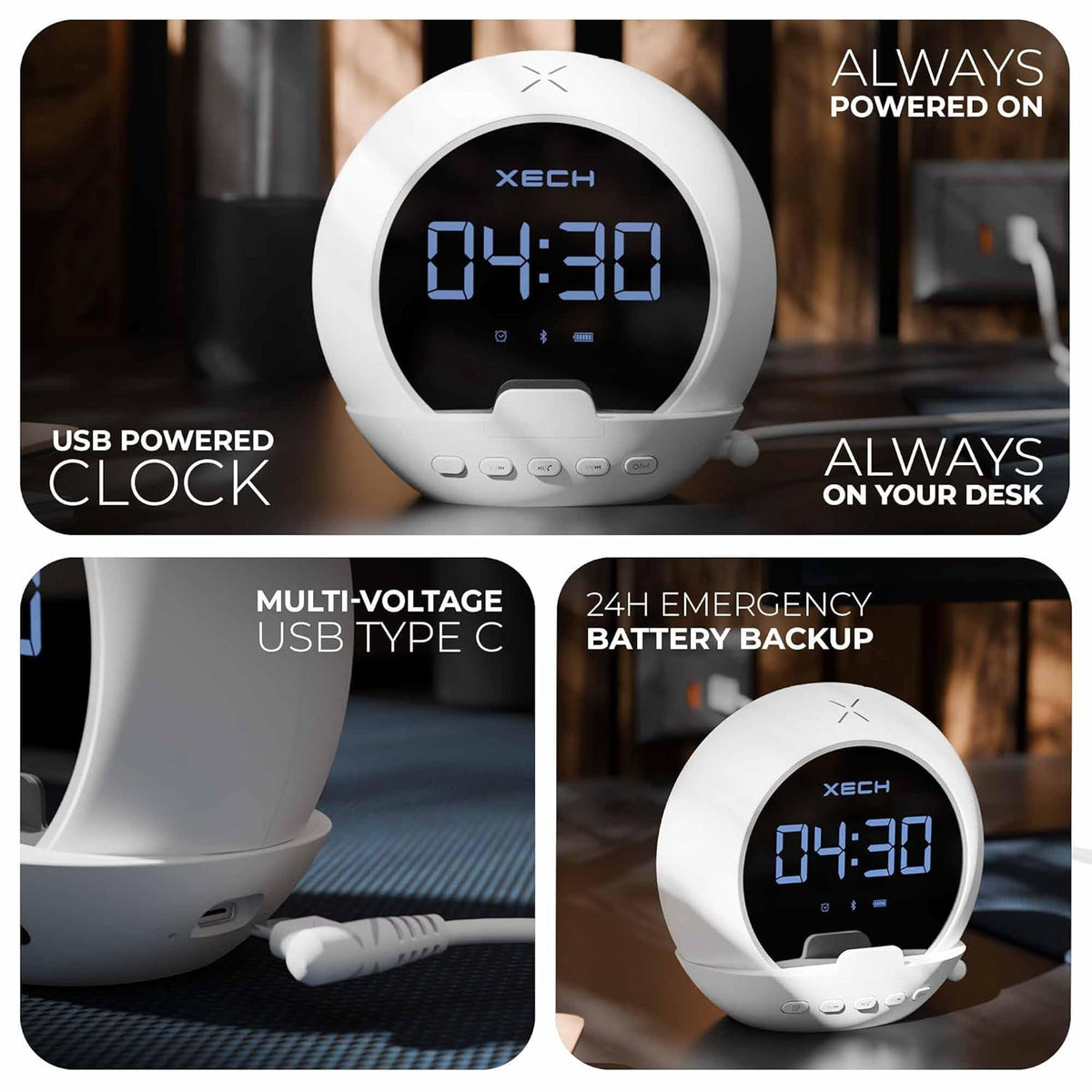 ED202- Xech Ellipse Digital Alarm Clock with Speaker