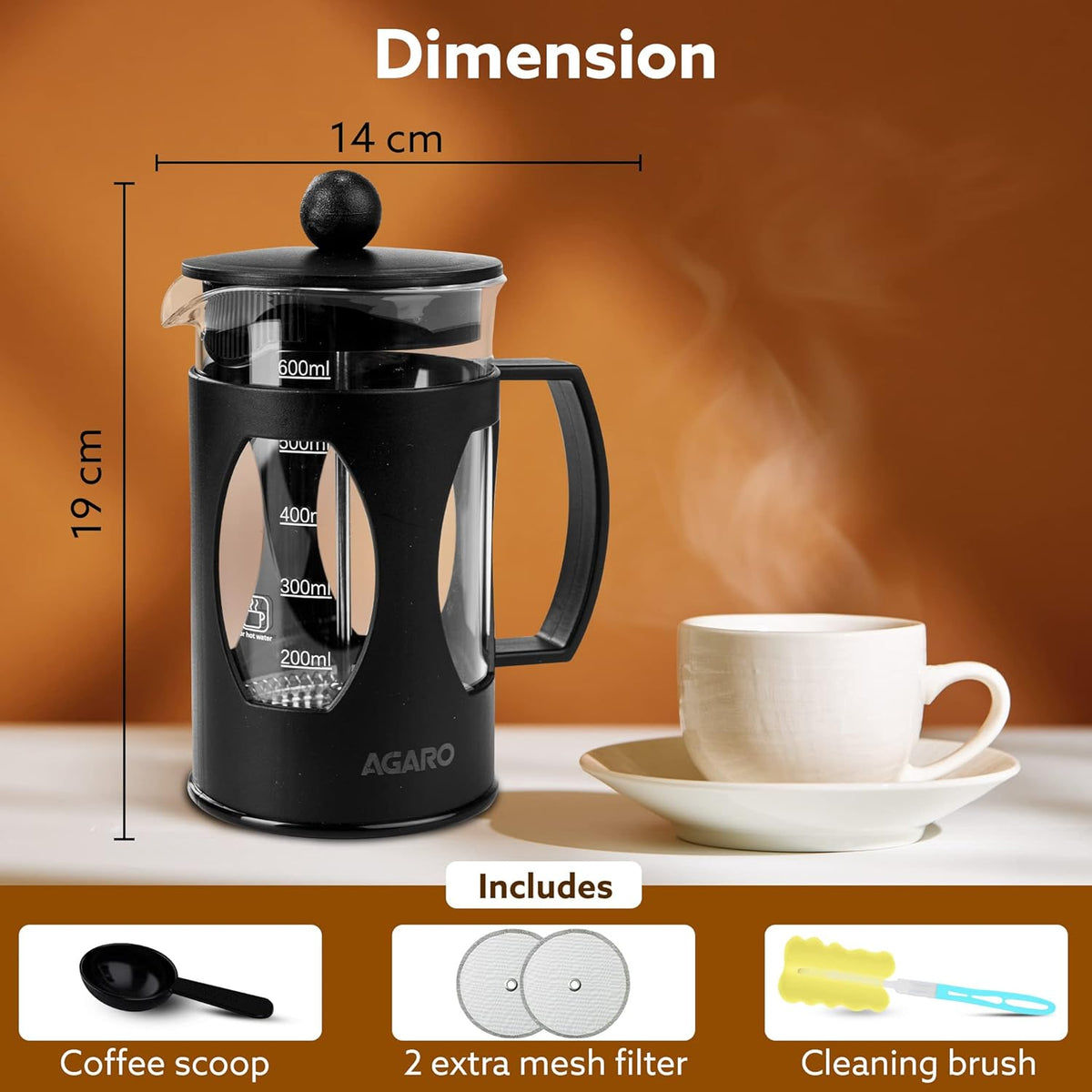 ED331 - AGARO Elite French Press Coffee and Tea Maker