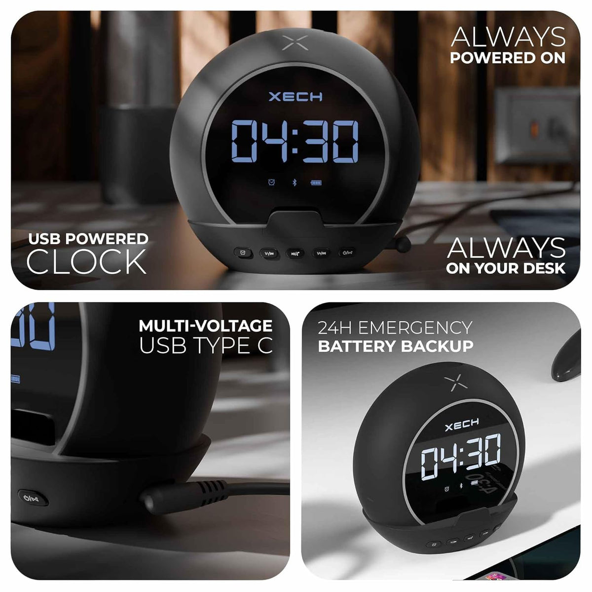 ED202- Xech Ellipse Digital Alarm Clock with Speaker