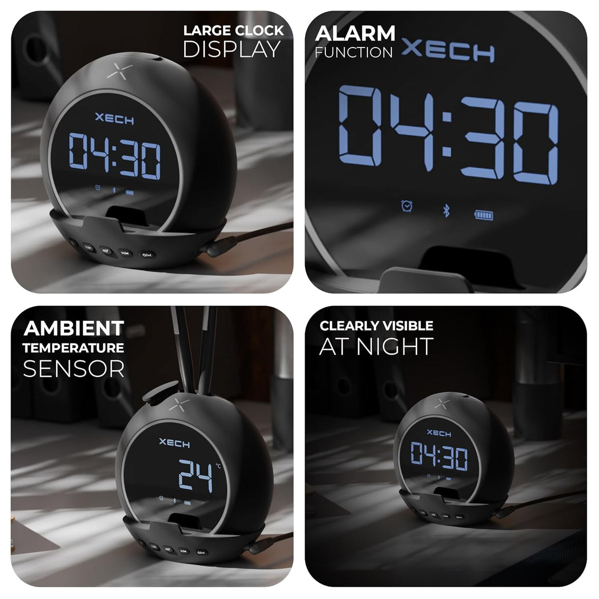 ED202- Xech Ellipse Digital Alarm Clock with Speaker
