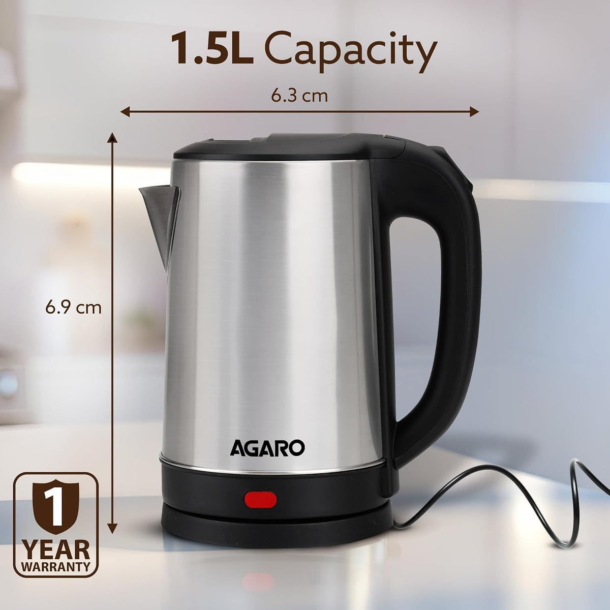 ED327 - AGARO Sonnet Electric Kettle 1.5L
