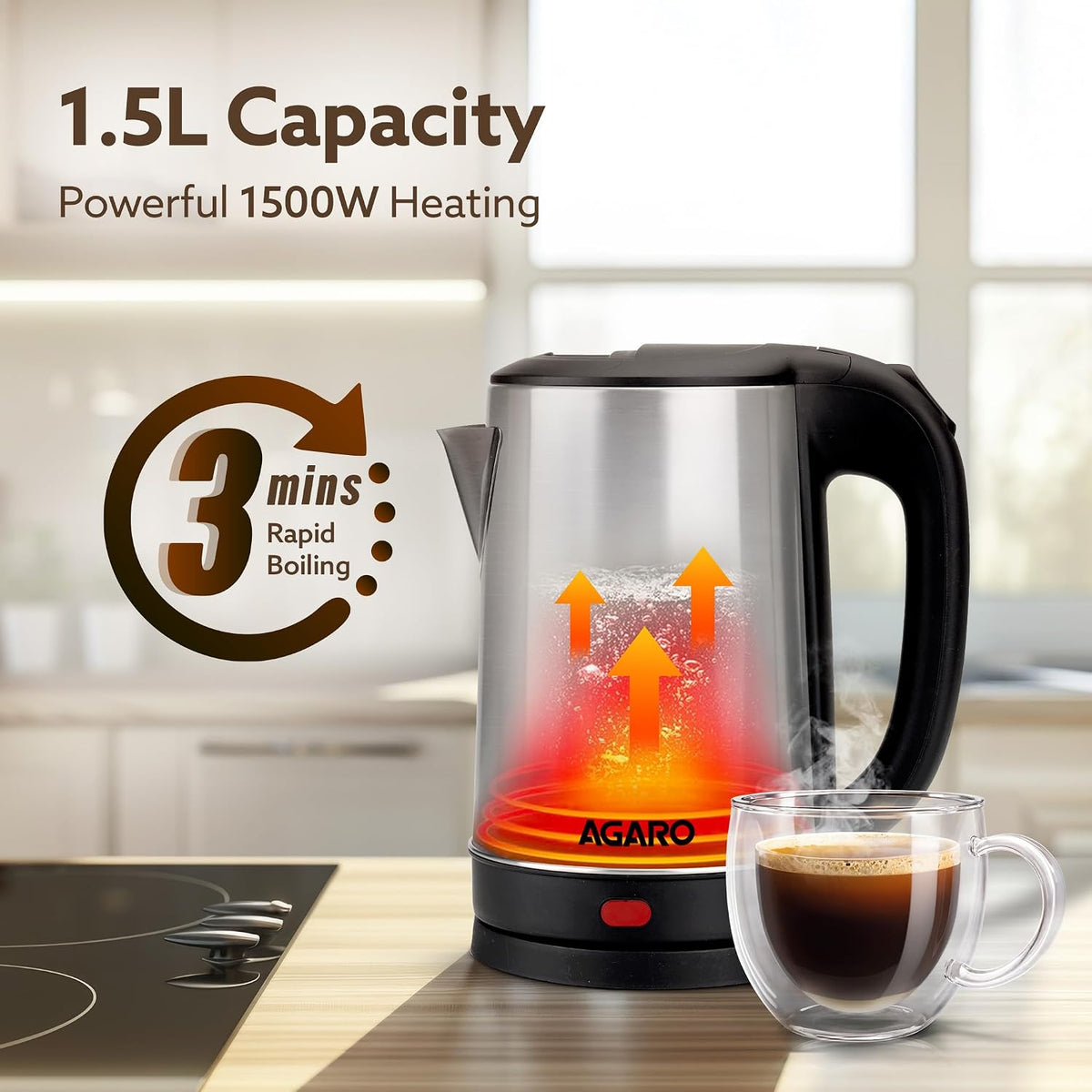 ED327 - AGARO Sonnet Electric Kettle 1.5L