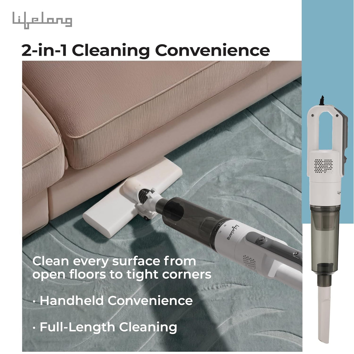 ED376- Lifelong 2-in-1 Handheld & Stick Vacuum Cleaner