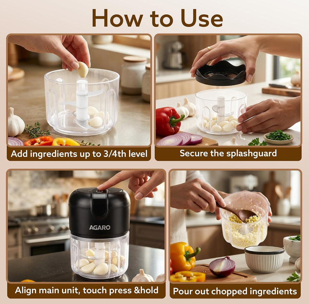 ED329 - AGARO Elite Rechargeable Mini Electric Chopper