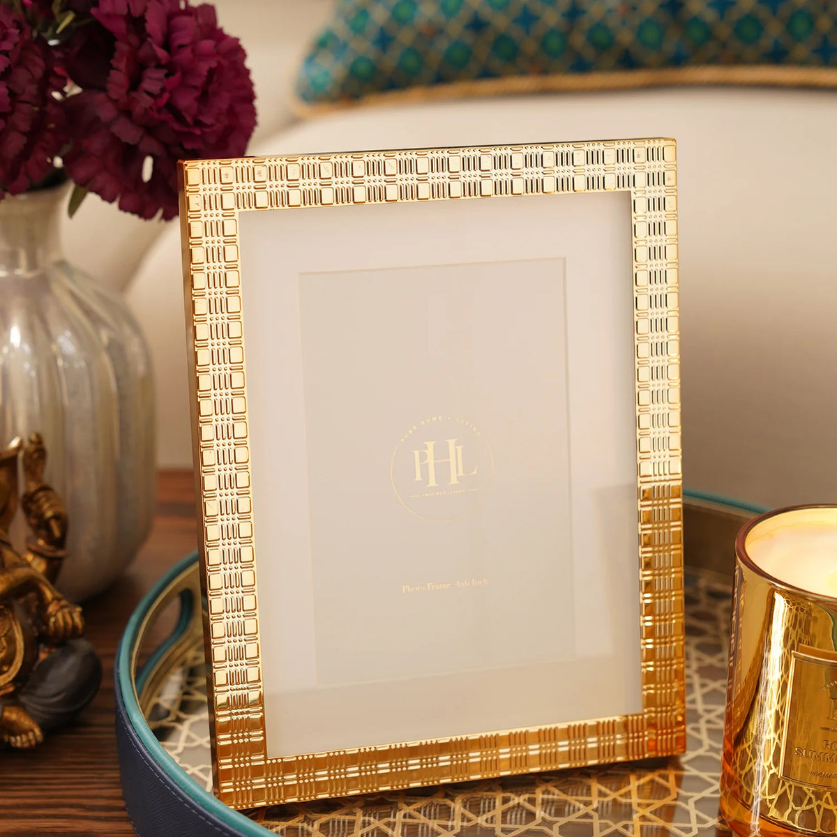 CD10- Pure Home Gold Plated Patterned Metal Photo Frame