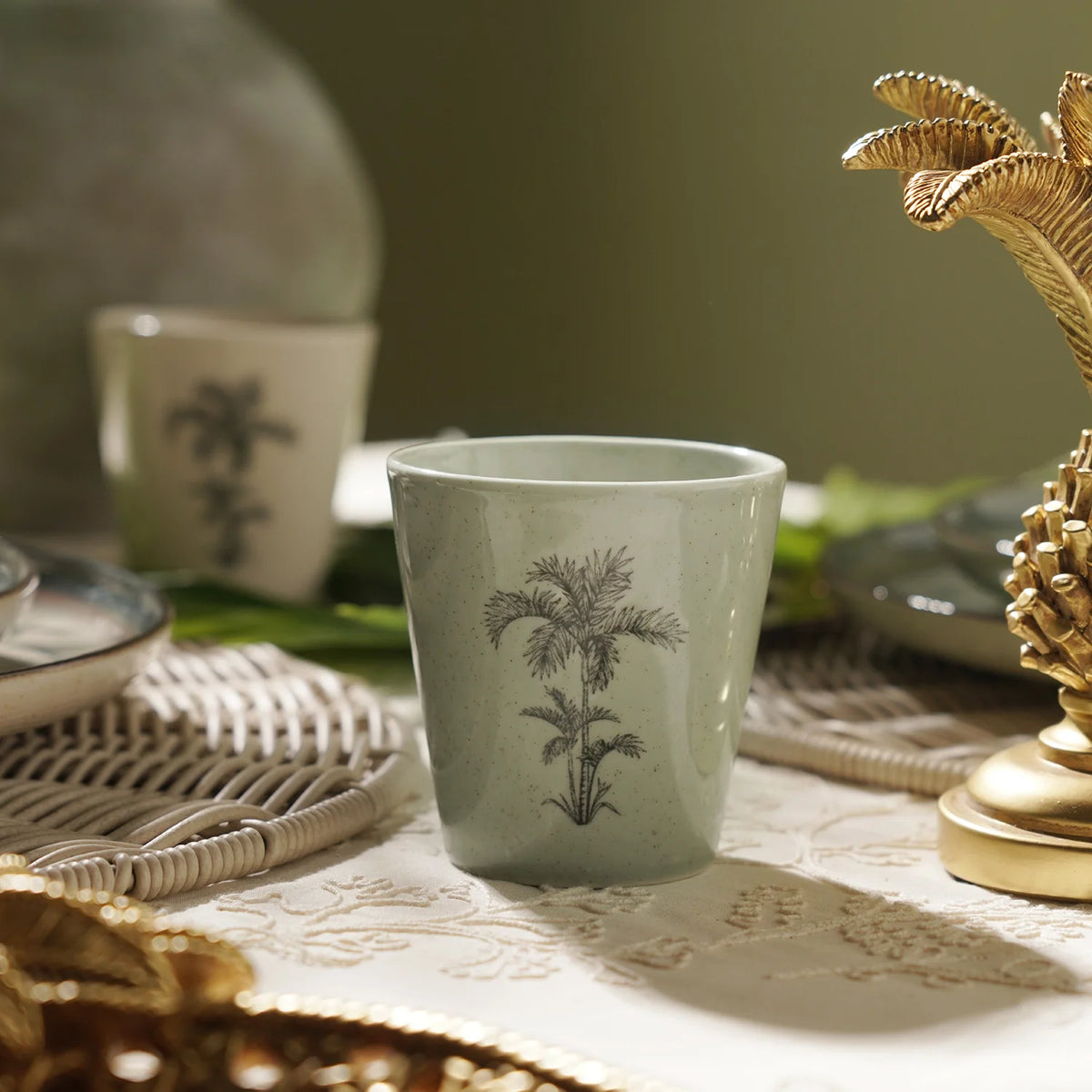 CD13- Pure Home Ivory Ceramic Printed Tumbler