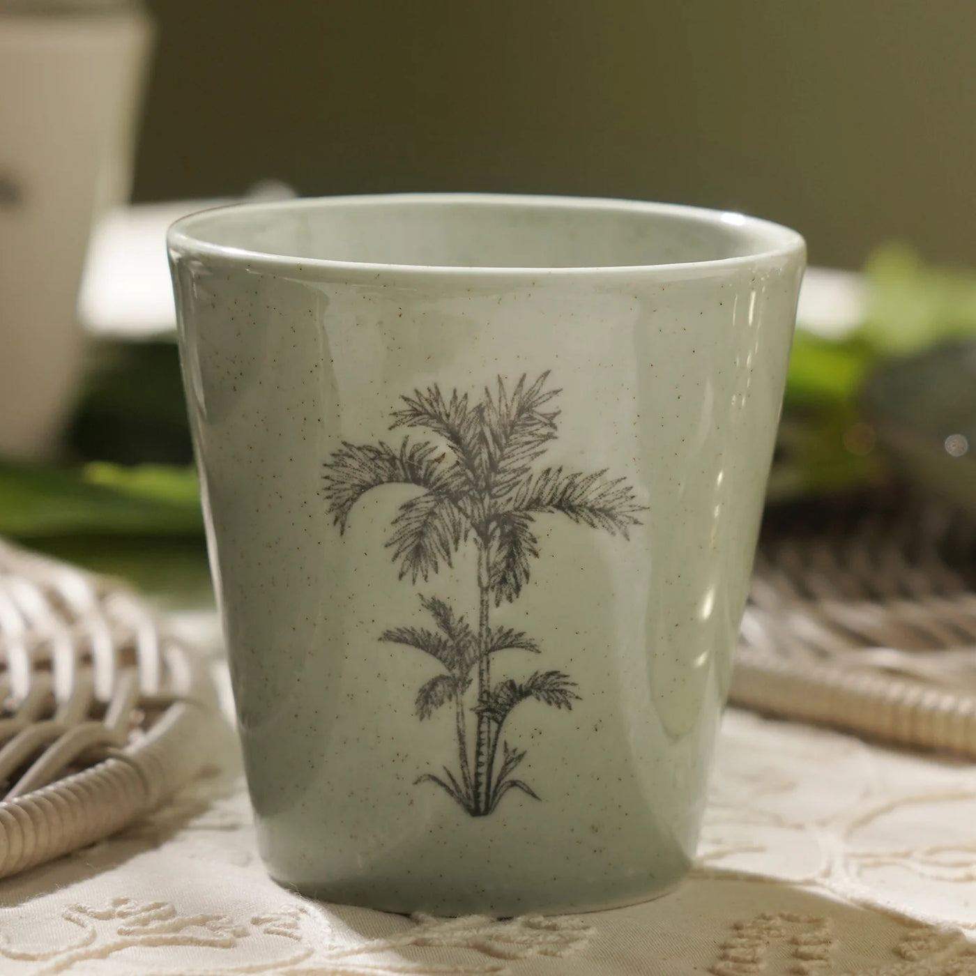 CD13- Pure Home Ivory Ceramic Printed Tumbler