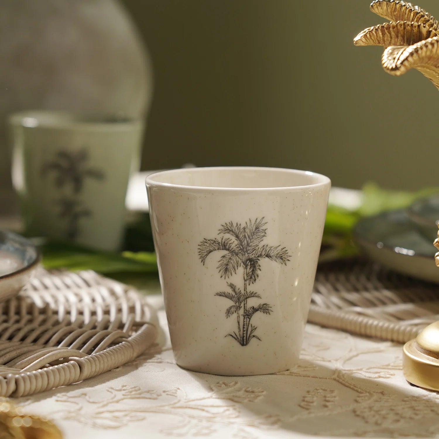 CD13- Pure Home Ivory Ceramic Printed Tumbler