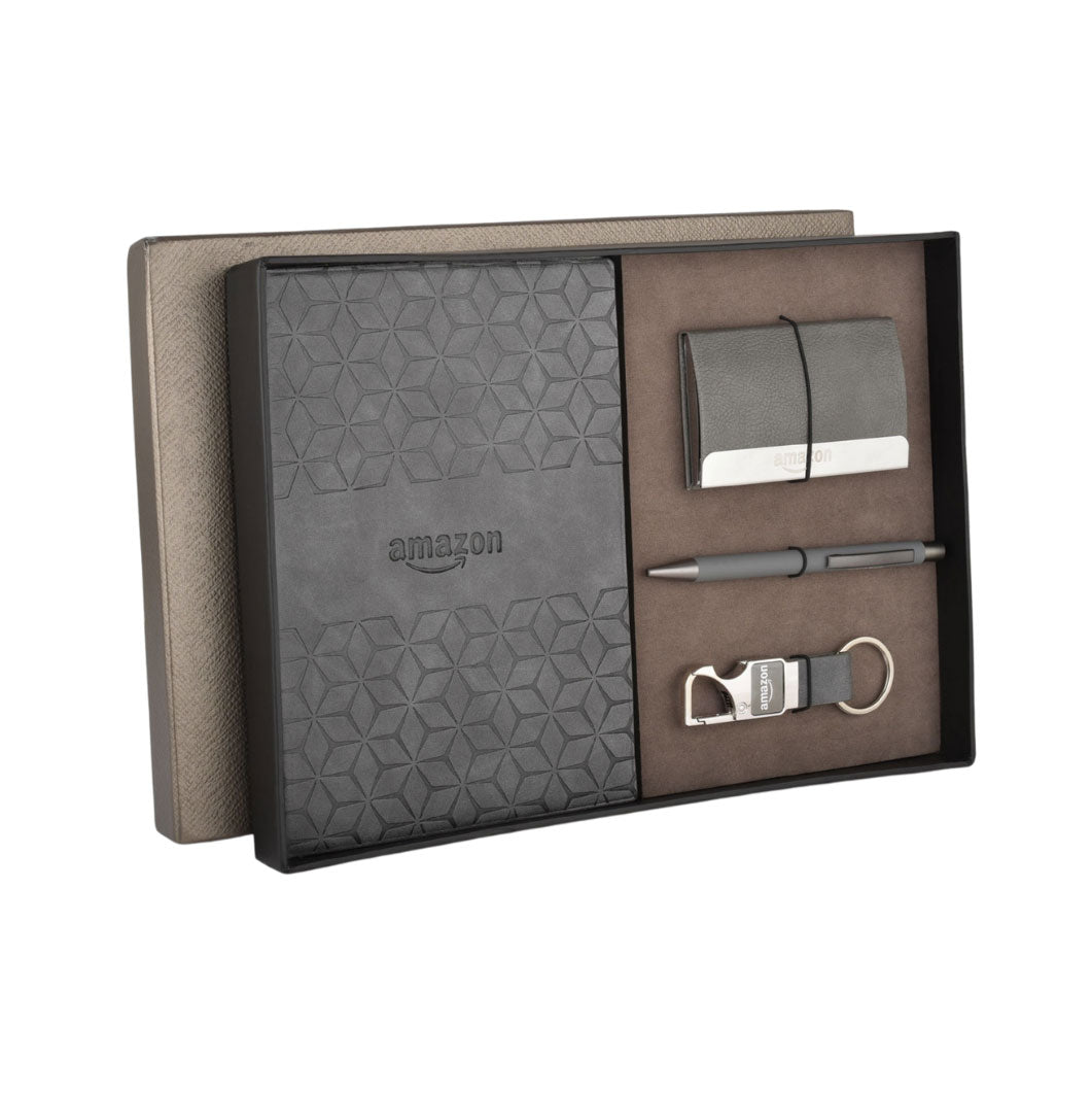 EJK16- Amazon 4-IN-1 Gift Set | Notebook | Card Holder | Pen | Keychain