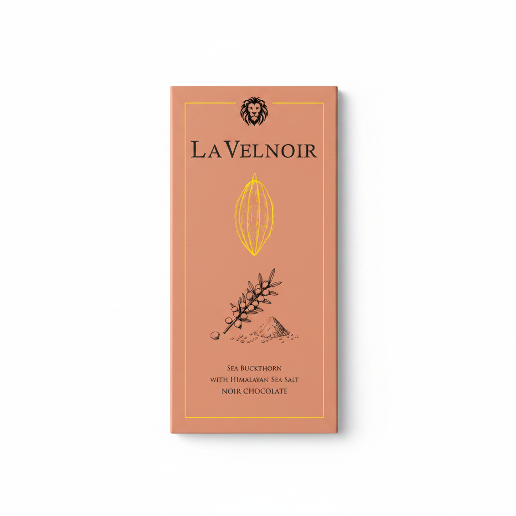 La Velnoir Sea Buckthorn with Himalayan Sea Salt Noir Chocolate