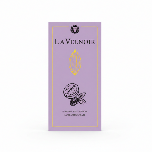 BSE130 La Velnoir Walnut & Mulberry Noir Chocolate packaging