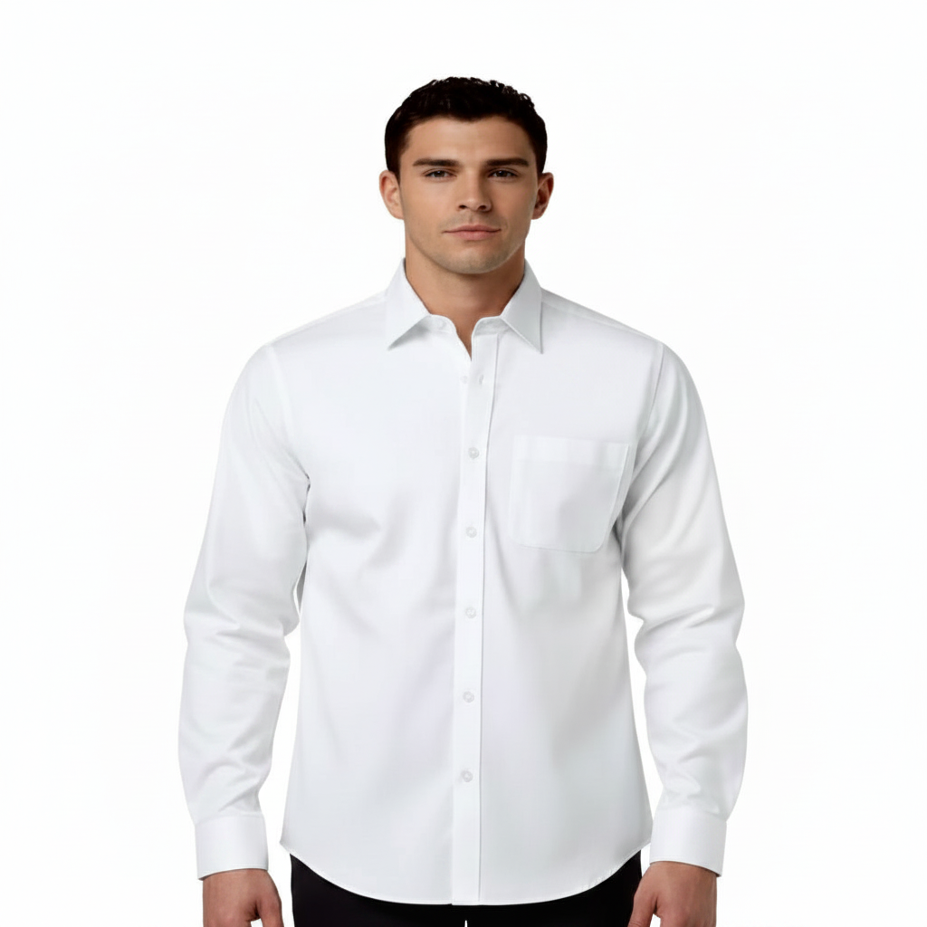 Peter England formal shirt in white - front view on white background