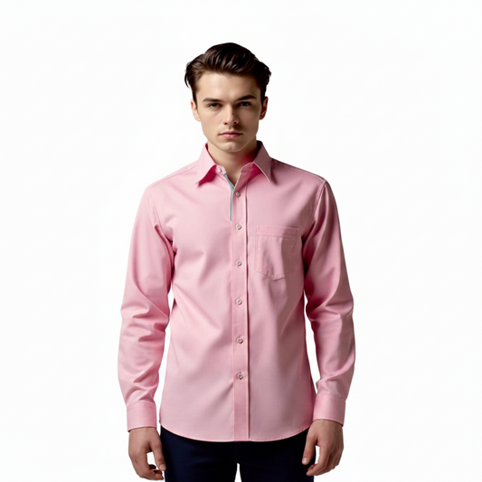 Peter England formal shirt in pink - front view on white background