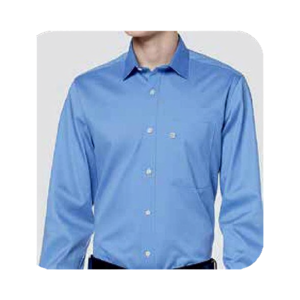 Peter England formal shirt in blue - close-up front view on white background