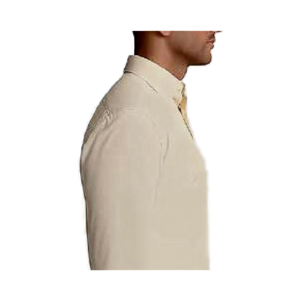Peter England formal shirt in cream - side view on white background