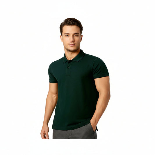 Peter England polo T-shirt in bottle green - front view