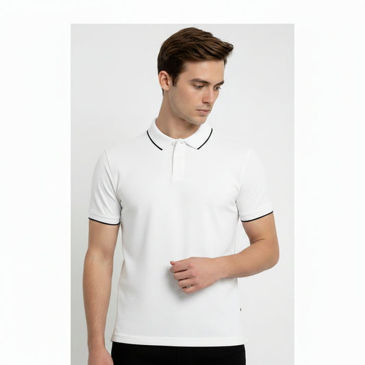 Peter England polo T-shirt in white - front view