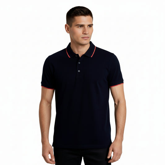 Peter England polo T-shirt in black - front view