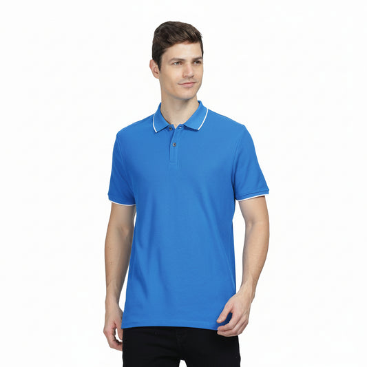 BST156 - WROGN Tipping Polo T-Shirt - Royal Blue with White Tipping