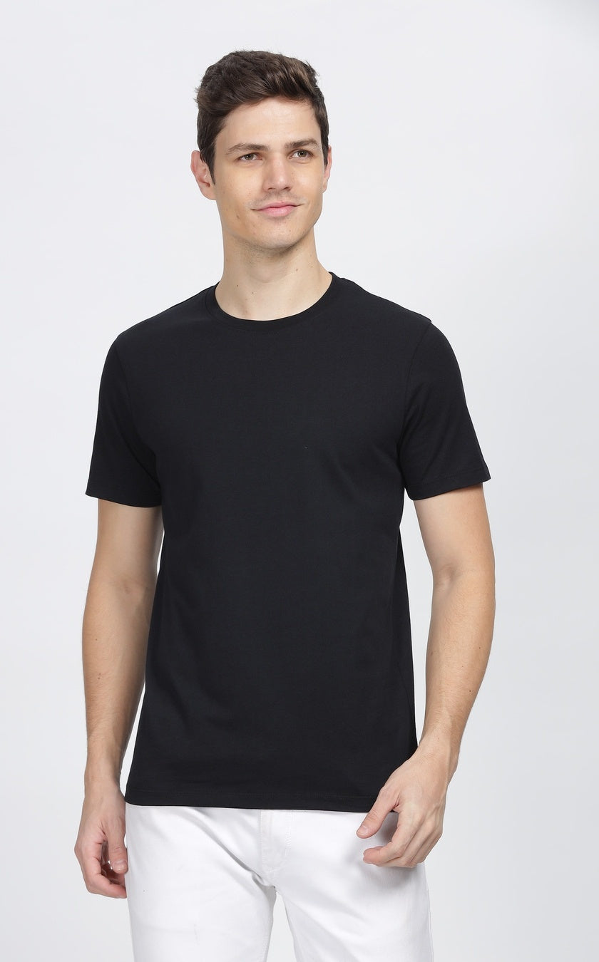 BST157 - WROGN Casual Round Neck T-Shirt - Black