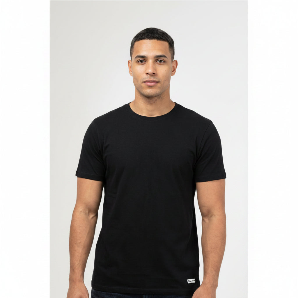 BST159 - Pepe Jeans Ibiza Round Neck T-Shirt - Black front view
