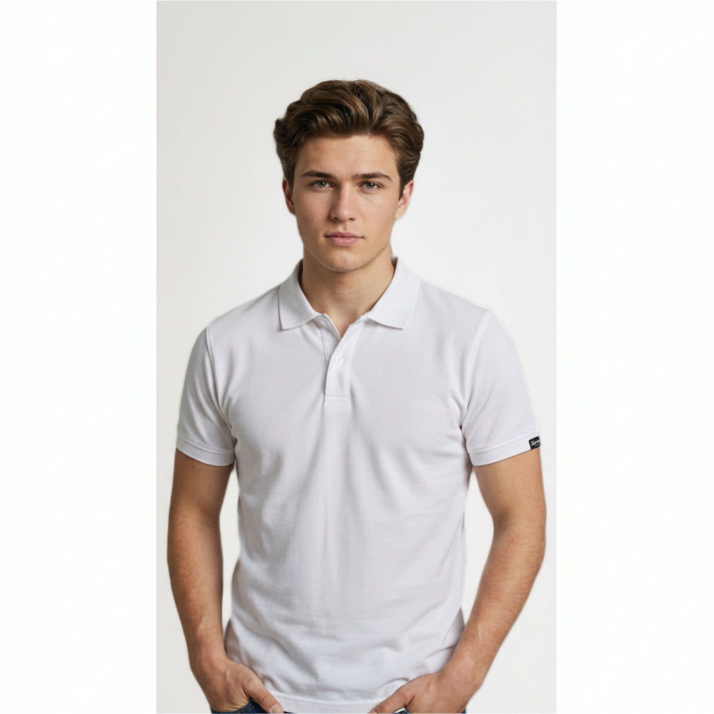 BST160 - Pepe Jeans Organico Polo T-Shirt - White front view